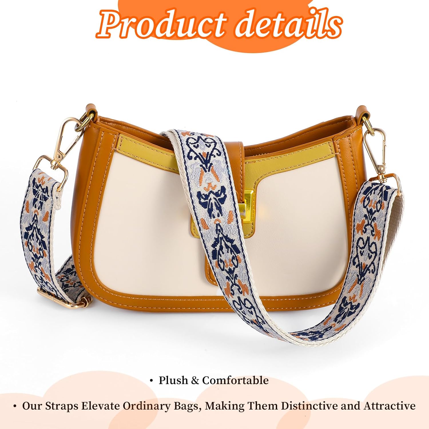 Adjustable Purse Straps Replacement, Long Crossbody Shoulder Strap for Handbags Wide Canvas Guitar Strap for Purses - Image 5