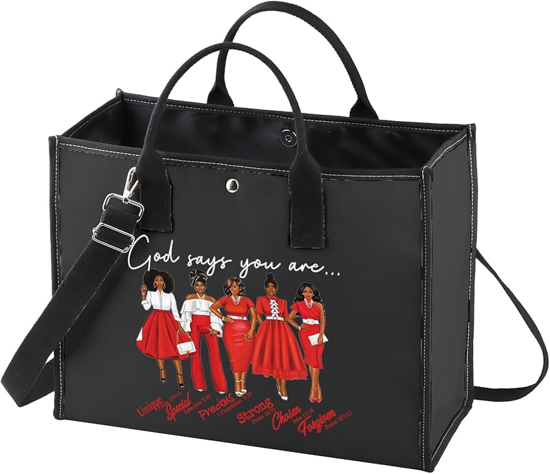 WZMPA Greek Sorority Cosmetic Makeup Bag - Sorority Sisterhood Gift - God Says You Are - Zipper Pouch Bag - Paraphernalia (God Says Red TB-BL)