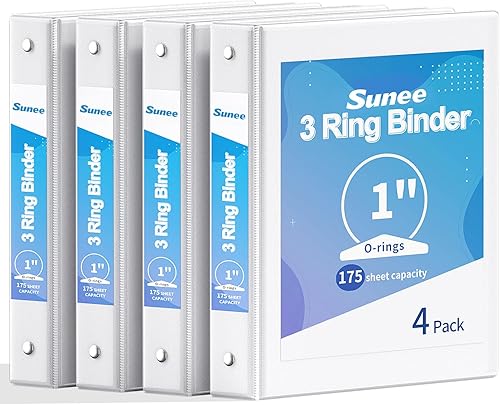 Miniatura 20 de SUNEE Carpeta de 3 anillos de 1/2 pulgada, paquete de 4 carpetas transparentes de media pulgada con vista, tres anillos de 0.5 pulgadas, sin PVC