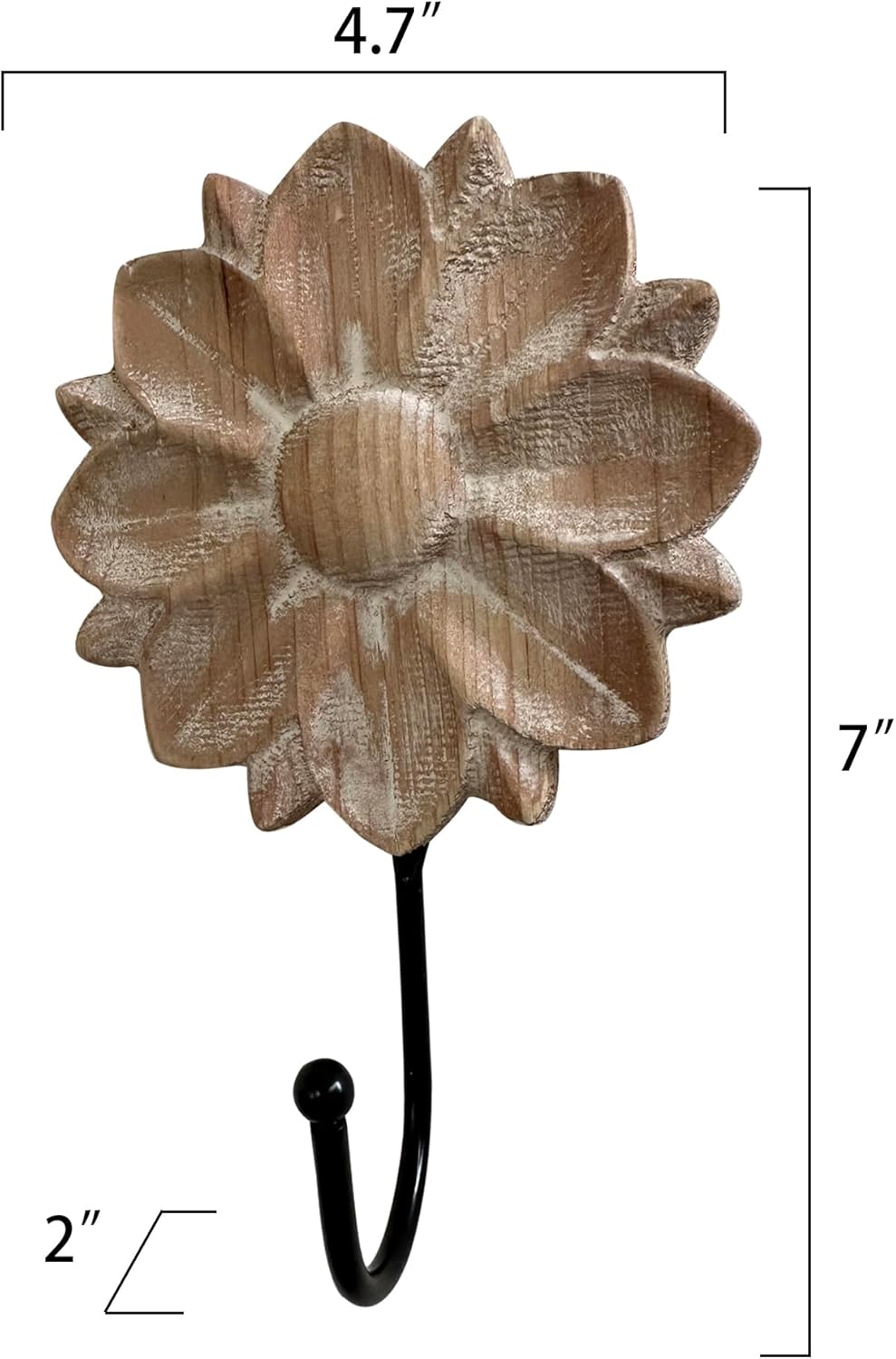 dwellington Flower Towel Hooks Decorative Hooks Hanger for Hanging Clothes, Keys, Towels - Decorative Wall Mount Hook Command Single Rack for Entryway, Bathroom, Kitchen