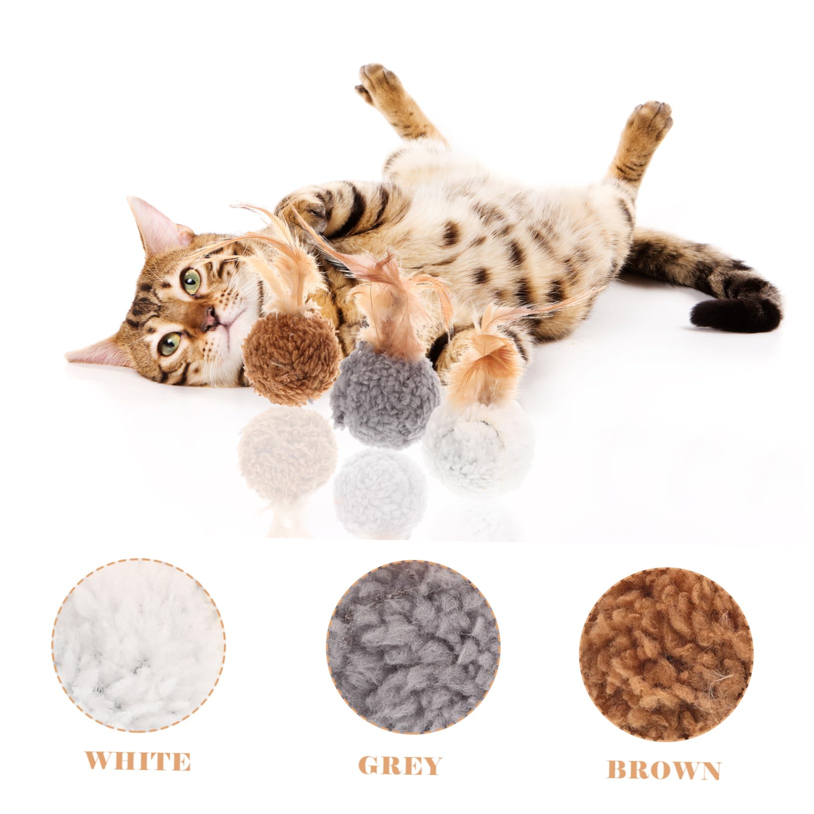 DOITOOL 45stücke Katzenballspielzeug Teiliges Plüschspielzeug Mit Federn Und Glöckchen Für Interaktives Spielen Und Bewegung Für Hauskatzen Und Kätzchen