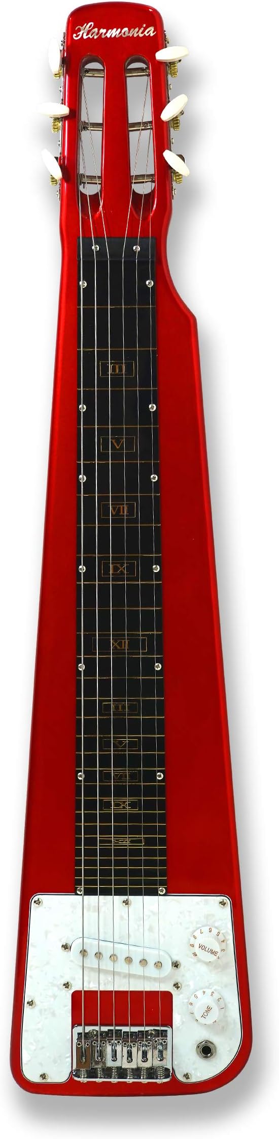 Lap Steel Guitar, 6 Steel String, Metallic Red Polish Body, w/a cable