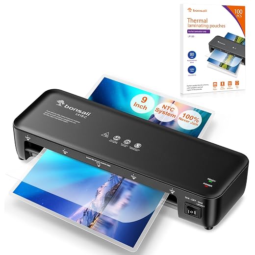 Bonsaii L418-C A4 Thermal Laminator & 100 PCS 3mil Thermal Laminating Pouches