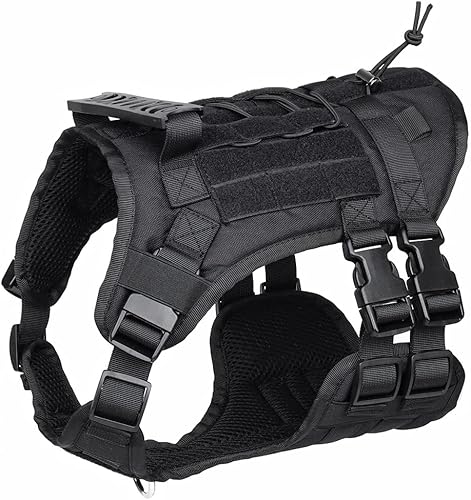 Arnés táctico para perros medianos y grandes sin tirones, arnés militar con asa, chaleco para perro de servicio con paneles Molle y bucle, arnés