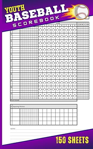 Youth Baseball Scorebook: 150 Sheets Logbook size 5 x 8 inches Youth Baseball Score Tracking Book | Youth Baseball Score Notebook