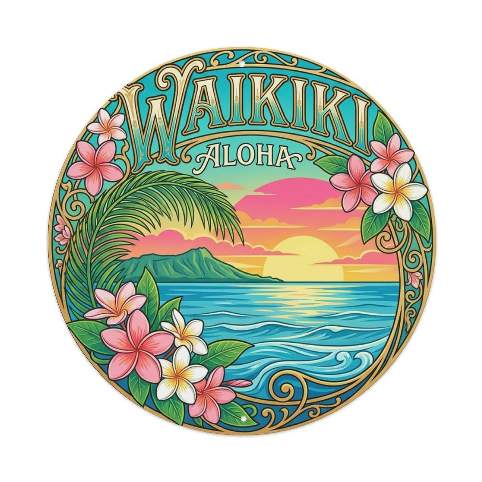 Vintage Travel Waikiki Hawaii Harmony Metal Tin Sign