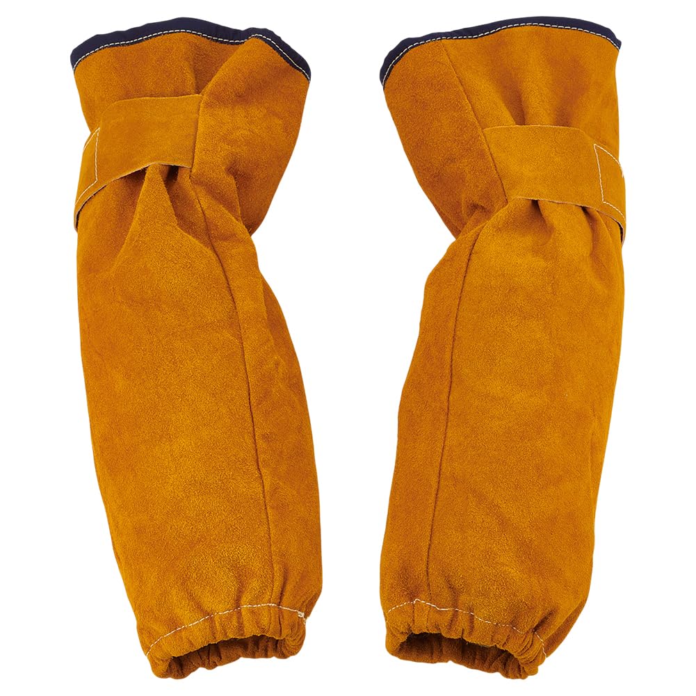 PH PandaHall Leather Welding Work Sleeves, 16 Inch Heat Flame Resistant Arm Protection with Cotton Lining Gardening Sleeve Weldings Accessories Welding Sleeves for Men Women (One Size Fit Most) 1 Pair