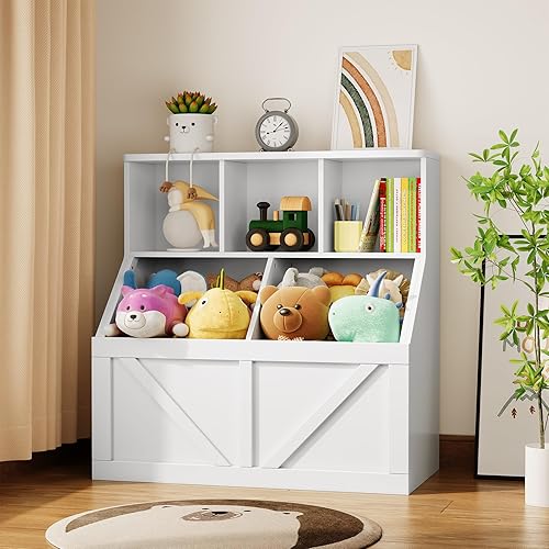 Miniatura 1 de Estantería y almacenamiento de juguetes para niños, organizador de almacenamiento de juguetes, organizador de juguetes con armario de almacenamiento