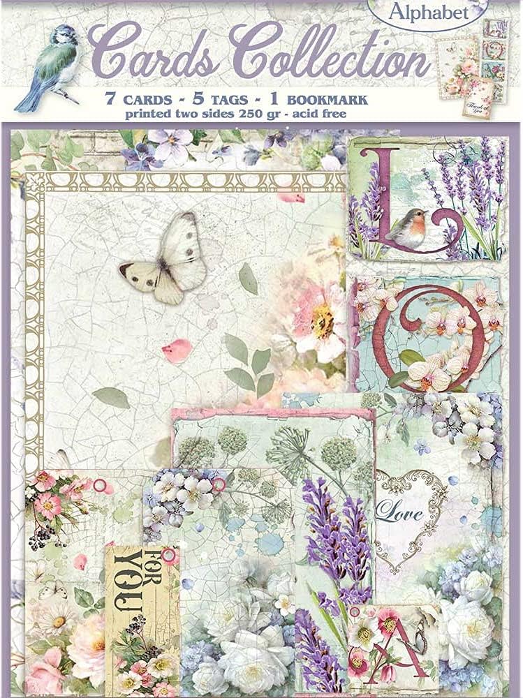 Stamperia Cards Collection-Flower Alphabet, Mixed, Various