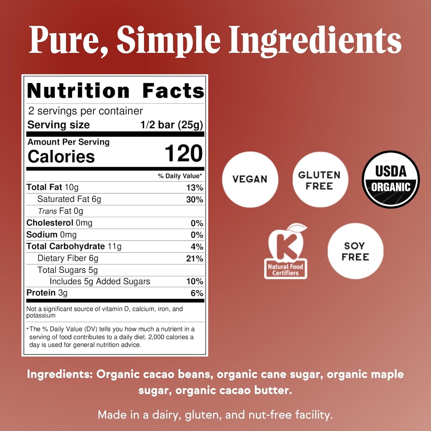 Raaka Chocolate Bourbon Cask Aged 82% Dark Chocolate | Gourmet Dark Chocolate Gift | Organic, Vegan, Soy Free, Gluten Free, Kosher | 1.8oz Bars, 6-Pack