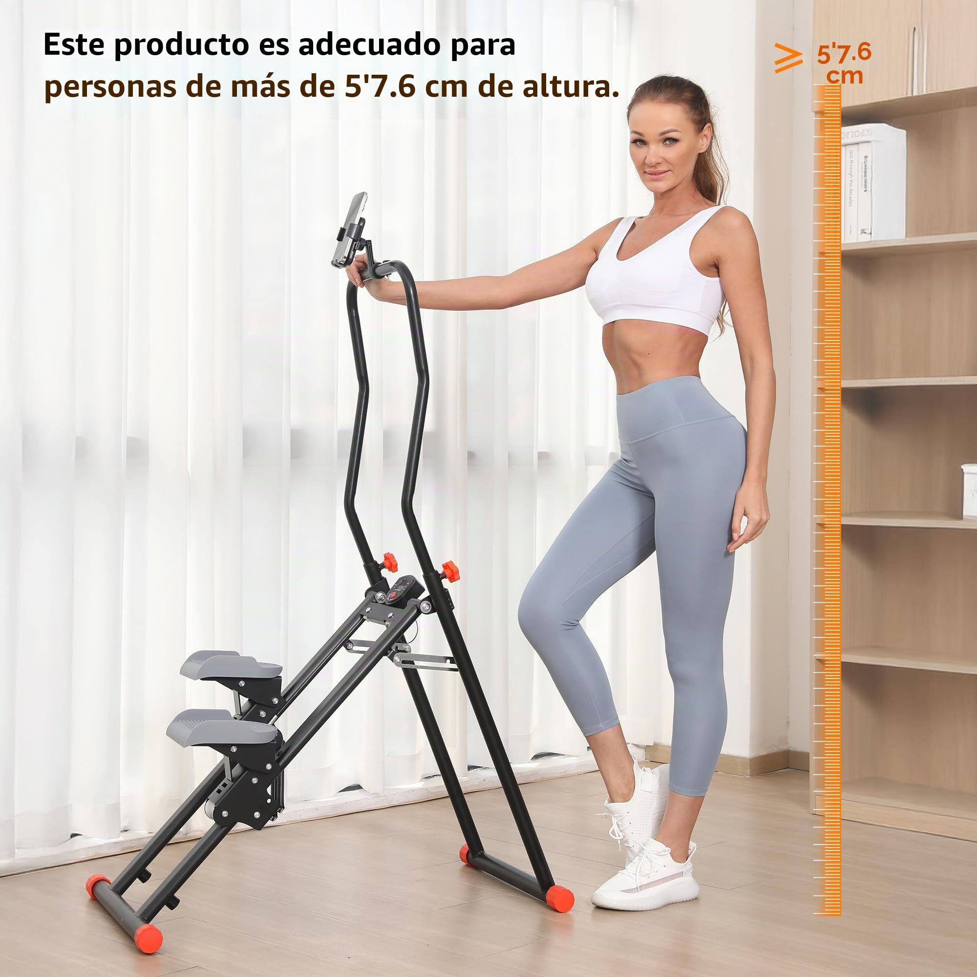 Escaladora vertical plegable para el hogar, máquina de ejercicio para los abdominales, glúteos y piernas. Equipo de cardio para el hogar con resistencia ajustable