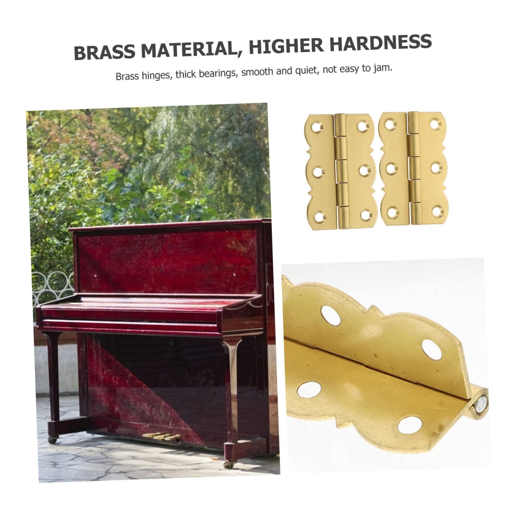 Uonlytech 10piezas Bisagras De Latón Para Piano Accesorios Musicales Resistencia La Corrosión y Desgaste Para Atriles De Piano y Estanterías Dorado