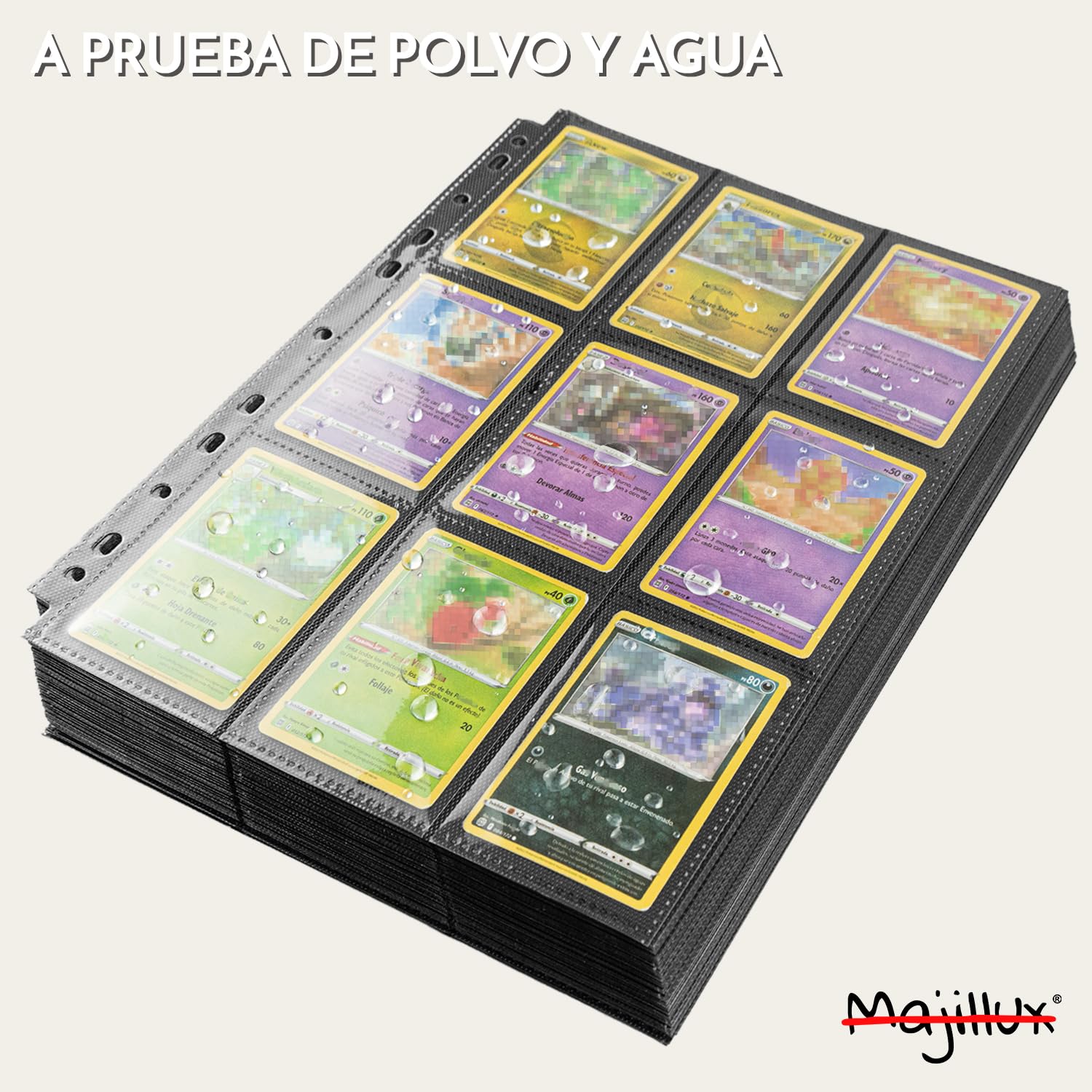 Pack 900 Protège-Cartes - 50 Feuilles Doubles Noires à Ouverture Latérale et 900 Plastique Pochettes pour Cartes - Compatible avec Pokémon, Magic, Yu-Gi-Oh