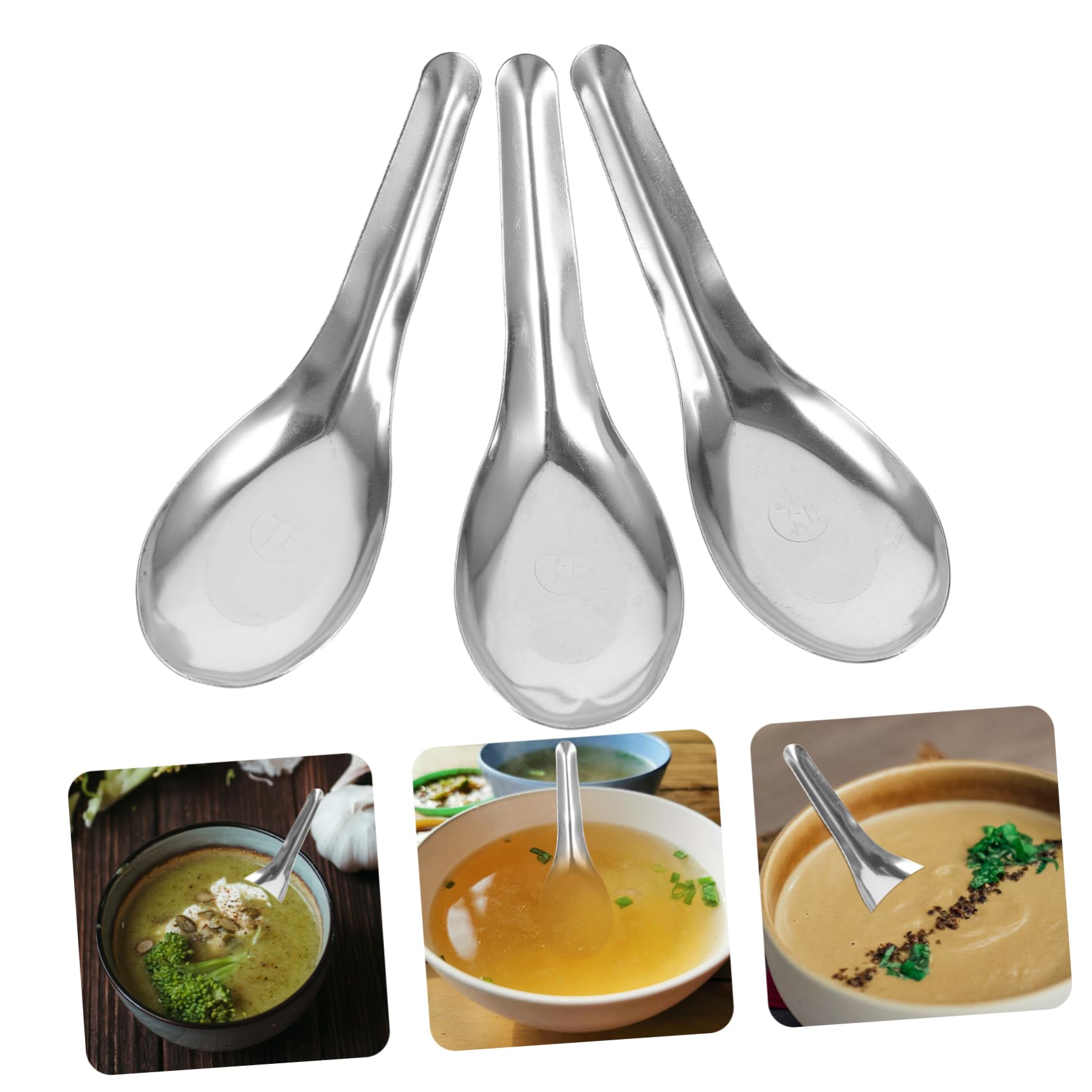Cuillère de Service 50 Pièces en Acier Inoxydable Argenté | Finition Polie, Usage Polyvalent, Lot de 50, Style Simple et Élégant pour Maison et Restauration Style Aléatoire