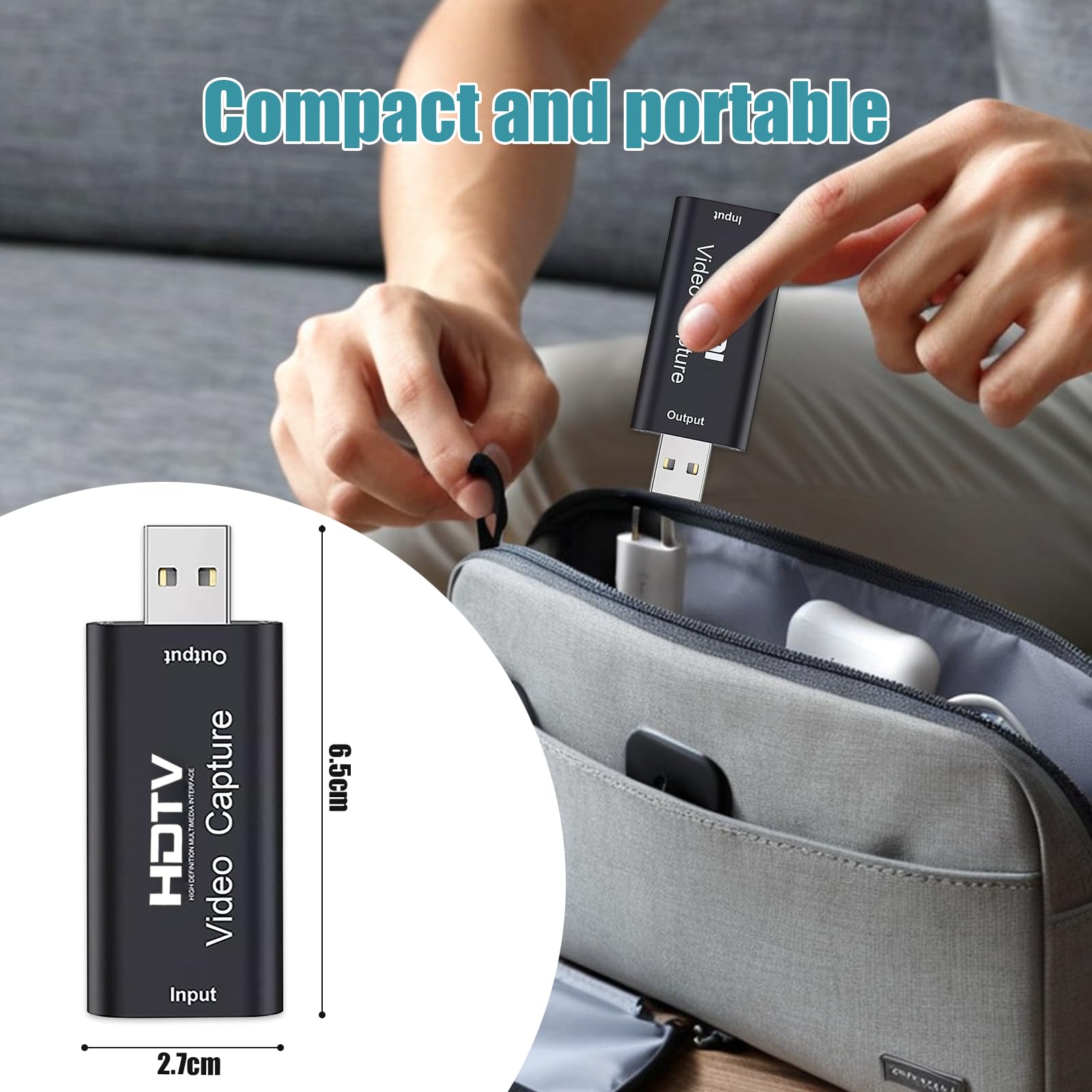 Scheda Acquisizione Video, 4K 1080P Capture Card, USB 2.0 Video Capture, Adattatore HDMI USB, Plug & Play, Adatto per Giochi Streaming Videoconferenza Enseñanza