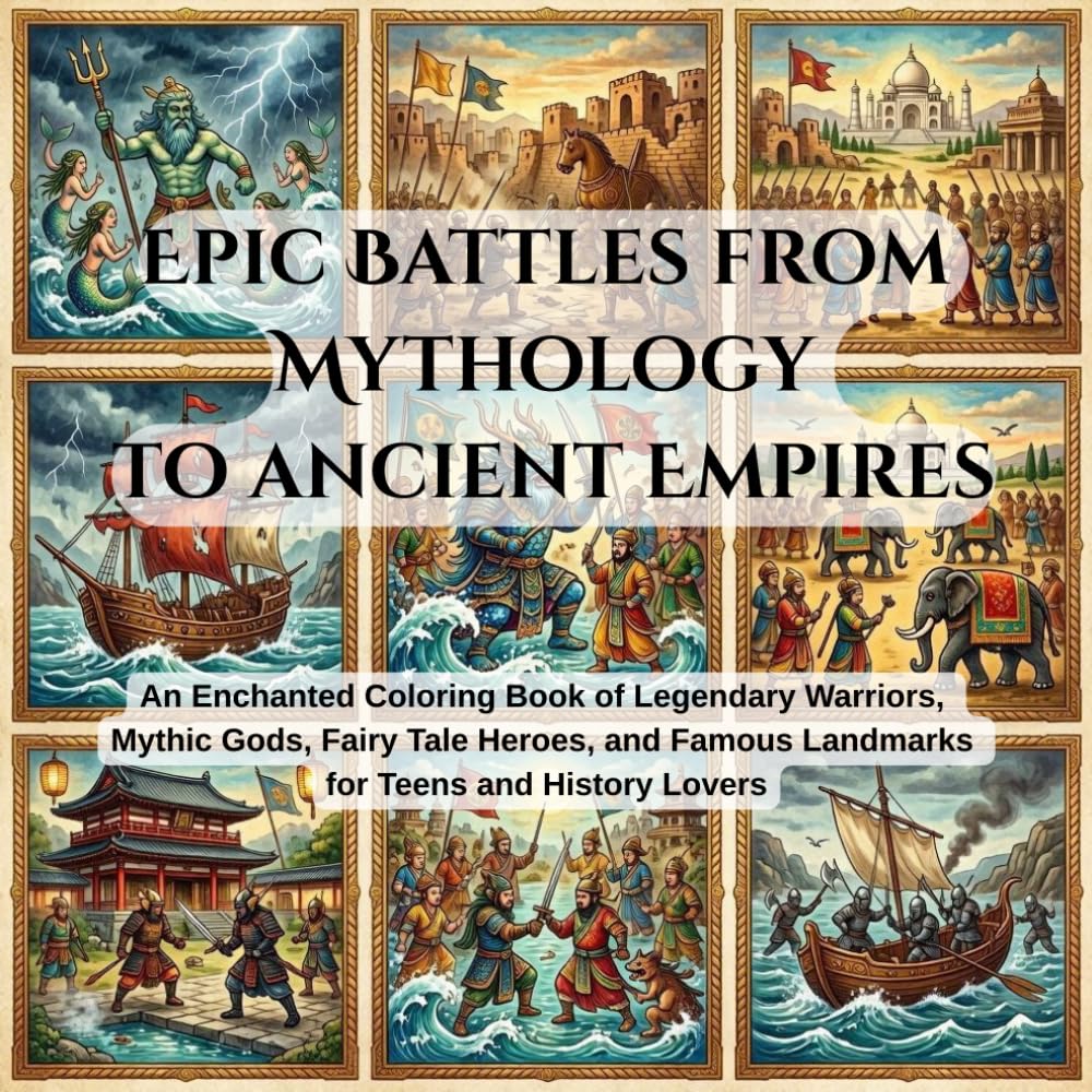 Epic Battles from Mythology to Ancient Empires: An Enchanted Coloring Book of Legendary Warriors, Mythic Gods, Fairy Tale Heroes, and Famous Landmarks ... Lovers (Unchanted realms of ancient world)