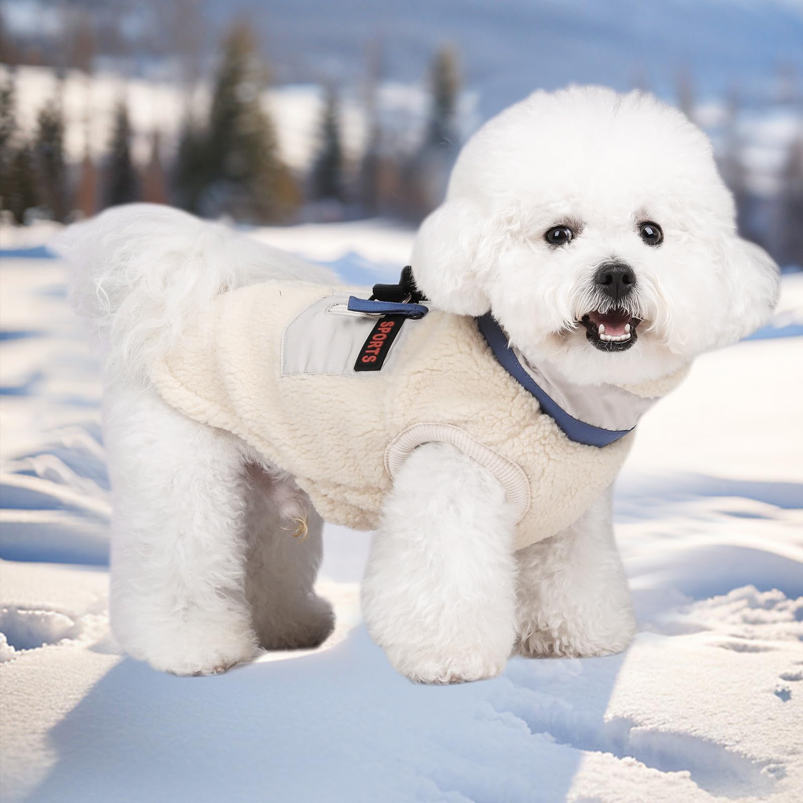 FEimaX Cappotto per Cani Invernale Giacca in Pile Calda con Anello a D, Gilet Cane Antivento Cucciolo Vestiti Caldo per Cani di Piccola e Media Taglia
