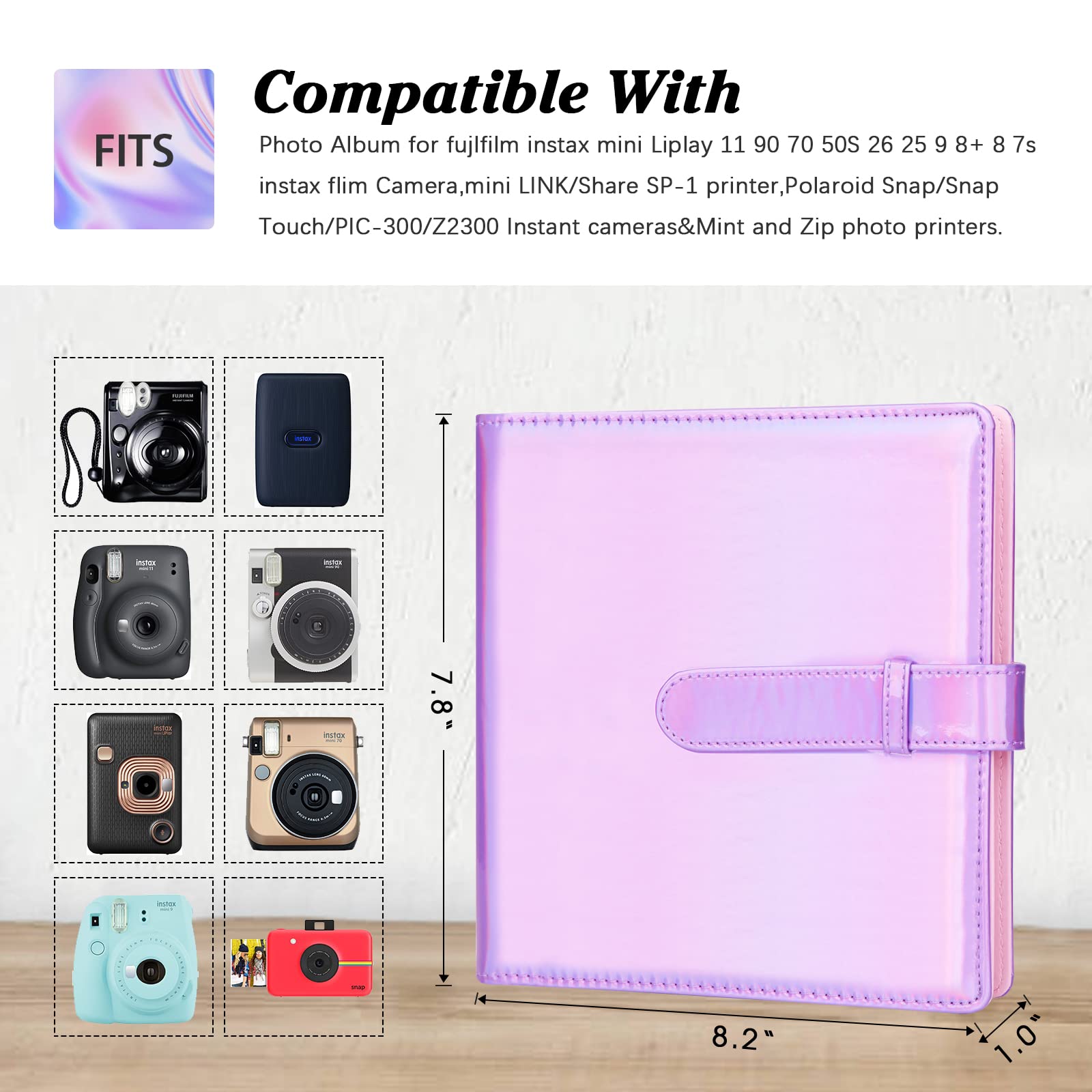 Álbum de 256 fotos para cámara Fujifilm Instax Mini, álbum de fotos de 2 x 3 para cámara instantánea Fujifilm Instax Mini 11 12 evo 9 90 70 40 8