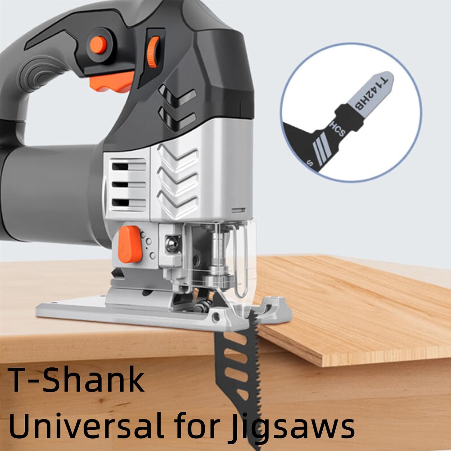 Flush Cut Jigsaw Blade, 5PCS Flush Cutting Jigsaw Blade for Wood Plastic Metal, Jig Saw Blades for Wood, Industrial Carbon Steel for Use with for Electric Tools on Wood and Aluminum (10PCS)