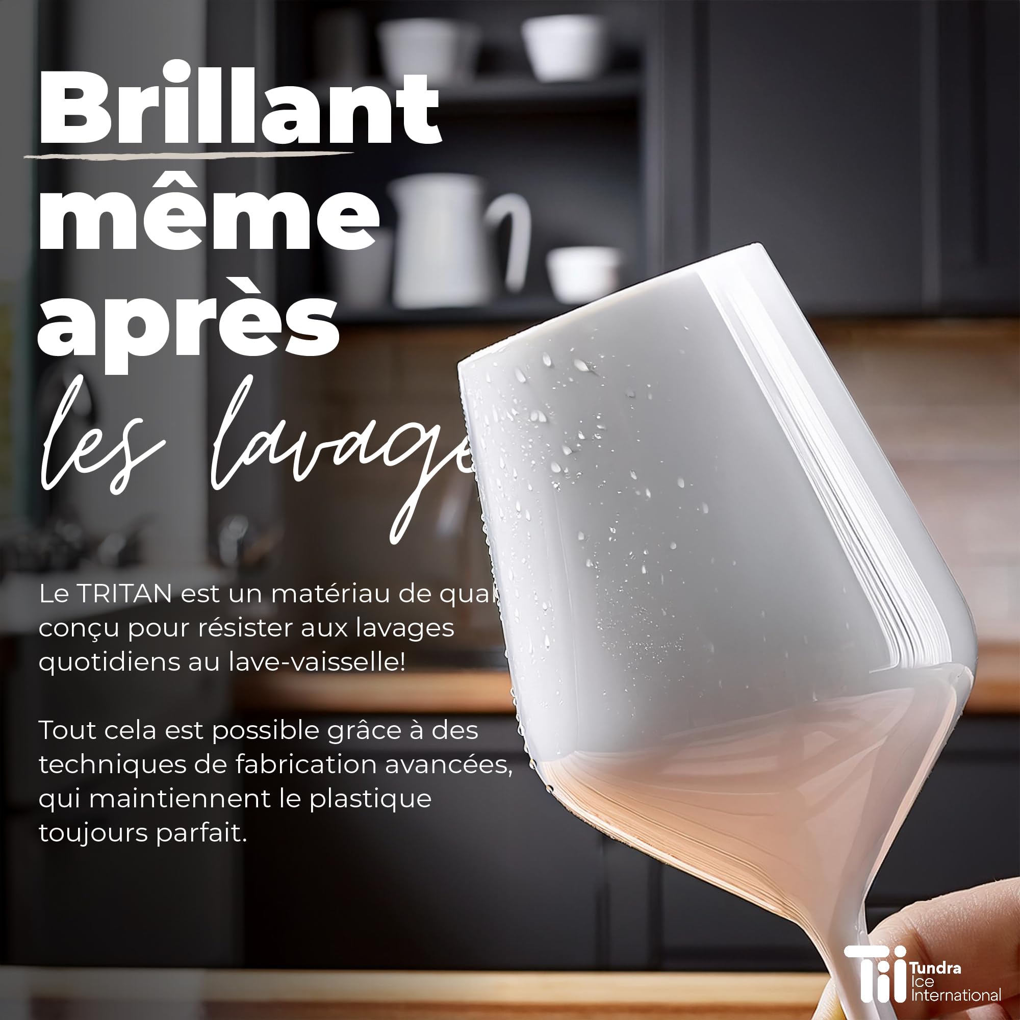 TUNDRA - Lot de 6 Verres a Pied | EVENT 47 cl | en PLASTIQUE RIGIDE (Tritan), Réutilisables, Verres à Vin Incassables, BPA-Free et Lavables au Lave Vaisselle, Verre à Vin, à Cocktail, (Blanc)