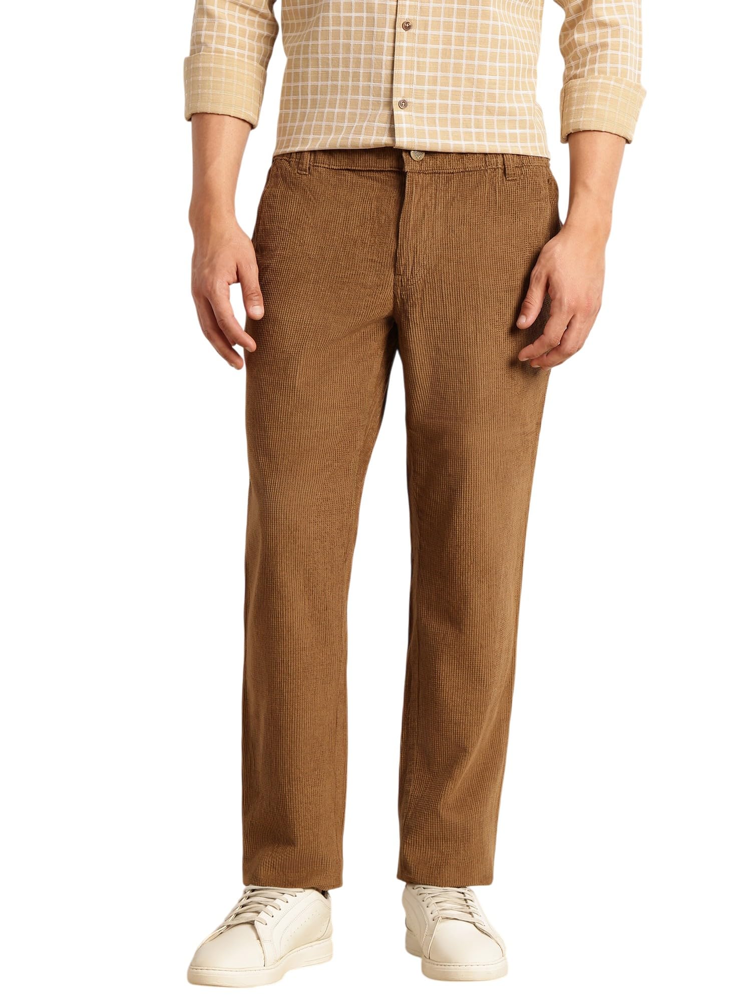 thomas scott Men's Regular Fit Corduroy Trouser | Mid-Rise | Textured Fabric | 4-Pocket Casual Pants for Men-picture-30
