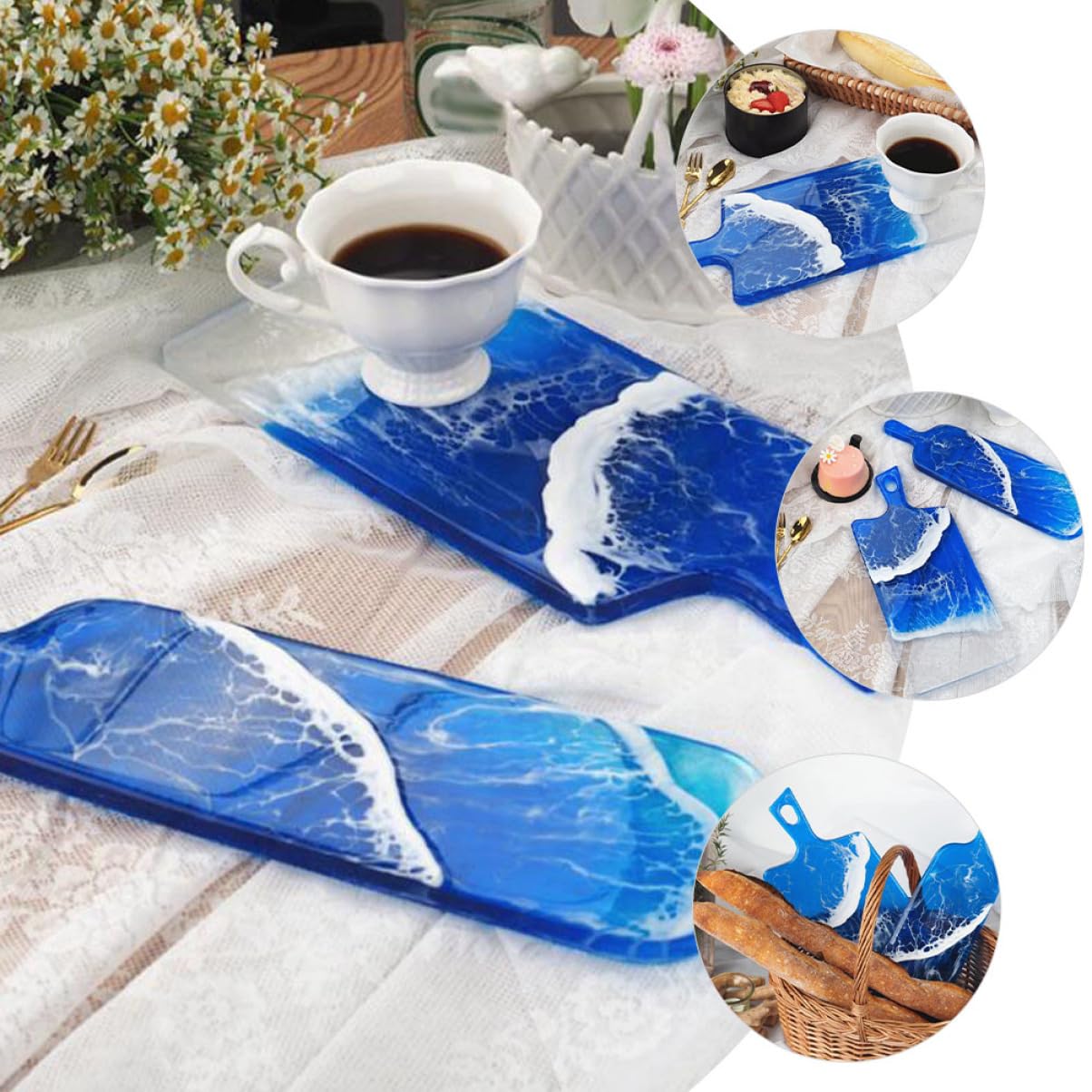 4 Sätze Basteltablett Silikonformen Diy Schmucktablett-form Silikon Für Schmucktablett Obst-serviertablett- Für Serviertabletts Würfel Silikon Gießen 2 Stück * 4