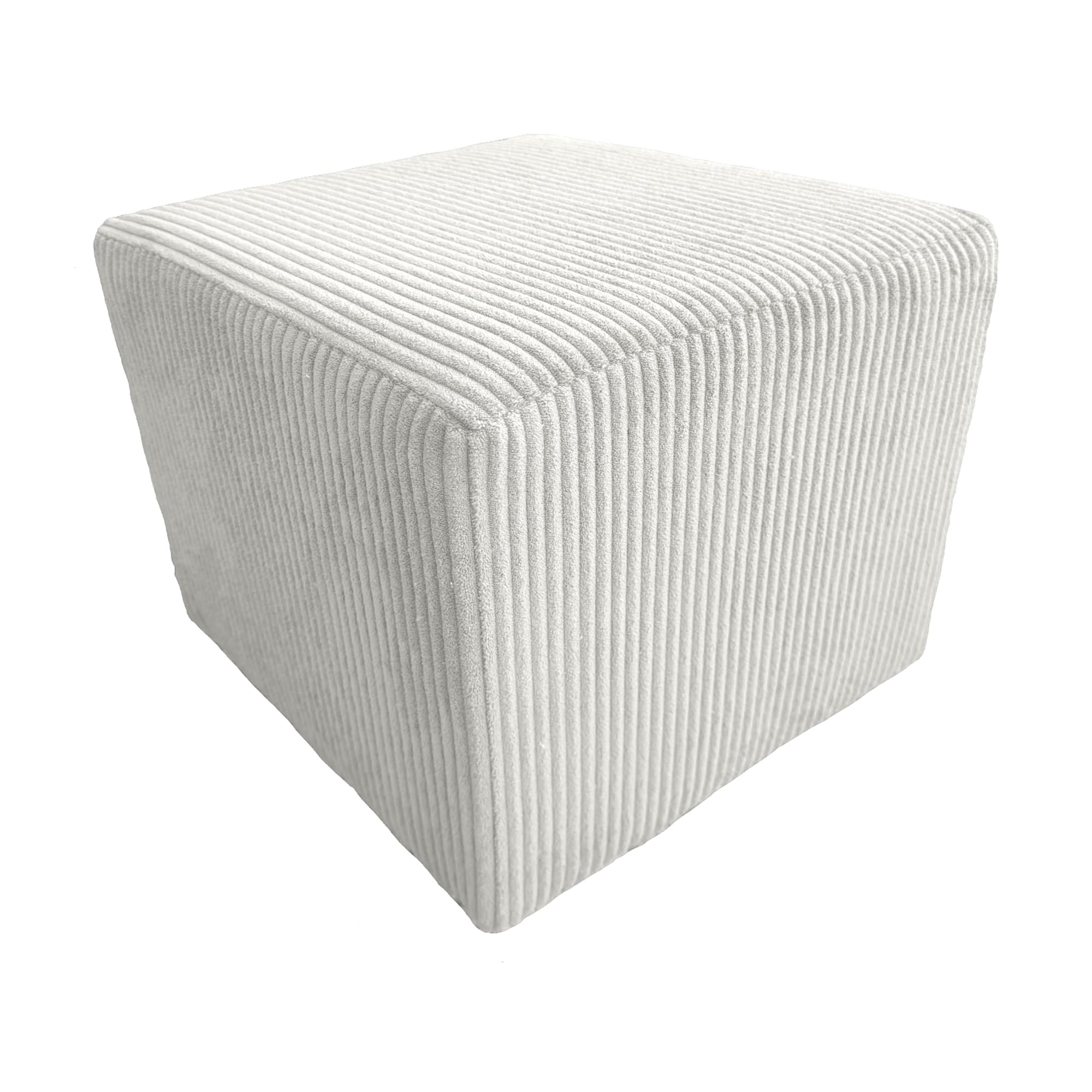 Hocker Wohnzimmer Sitzhocker - Quadratisch 40 x 40 cm - Sofahocker - Dünner Cord Ecru