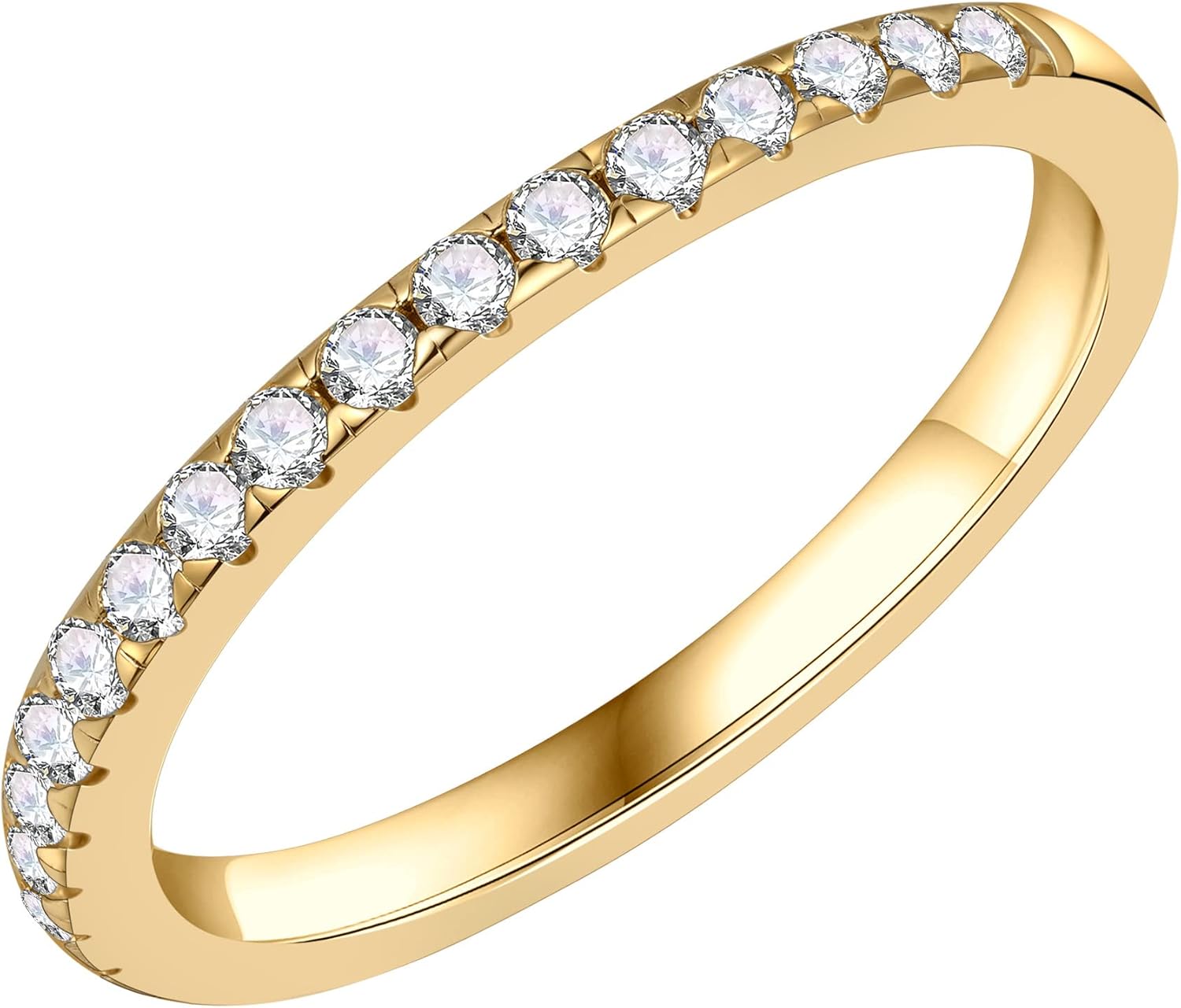 SMILEST 1.8-2mm Moissanite Wedding Bands for Women, Lab Created Ring 925 Sterling Silver Stackable Rings for Women Full/Half Eternity Moissanite Wedding Band Size 4-11