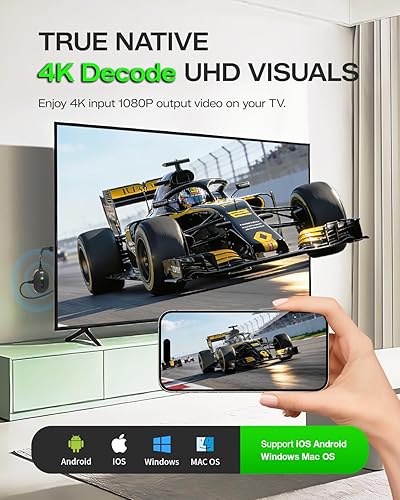 Miniatura 3 de Adaptador de pantalla inalámbrico iOS 4K Plug & Play de doble banda 2.4G+5G, AIMIBO HDMI inalámbrico para i-Phone i-Pad Android Tablet Laptop