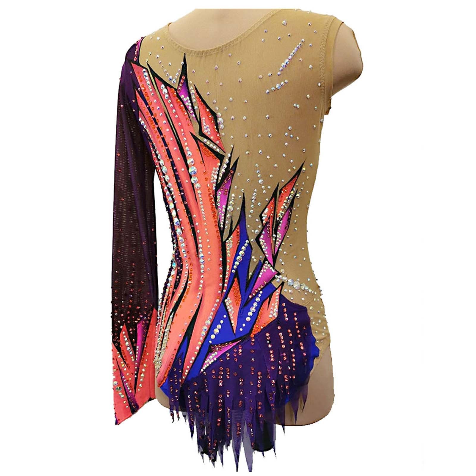 Leotardo De Gimnasia Rítmica For Niñas Trajes De Caída De Cristales Brillantes For Niñas Ropa De Competición