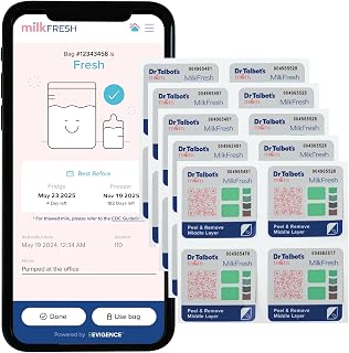 Dr. Talbot's Mom MilkFresh Breastmilk Freshness Sensors - Pairs with App to Monitor Time and Temperature - 20 Count