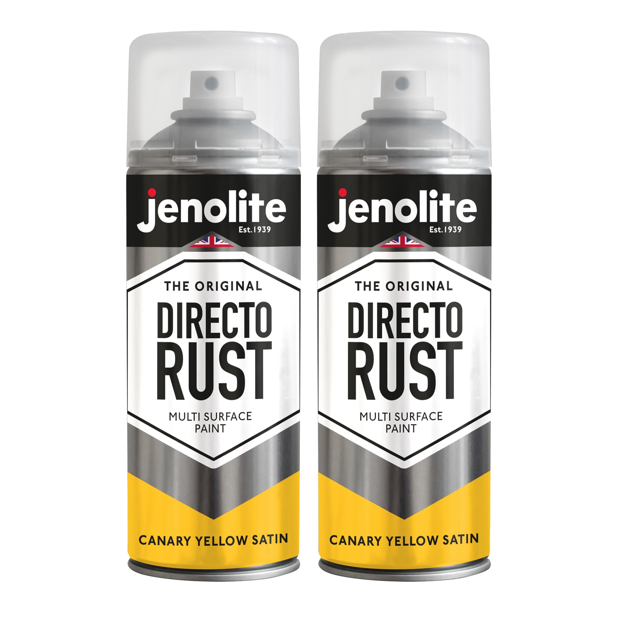 Jenolite Canary Yellow Directorust Spray Paint Satin Finish | | 2 X 400Ml | Direct To Rust | Multi Surface Paint | Ral 1018