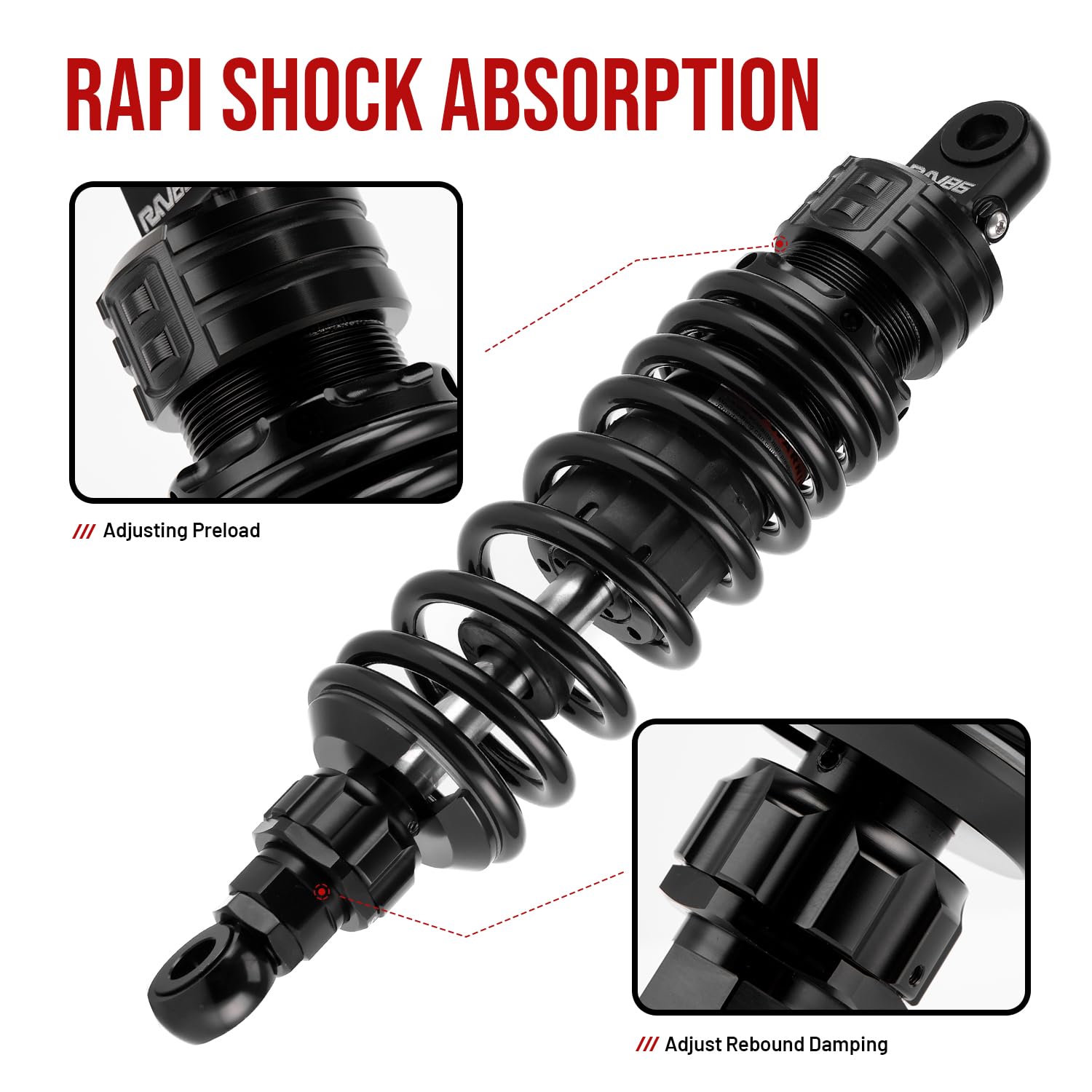 Amazon.com: RKV86 Adjustable 295mm Rear Shock Absorbers for Harley