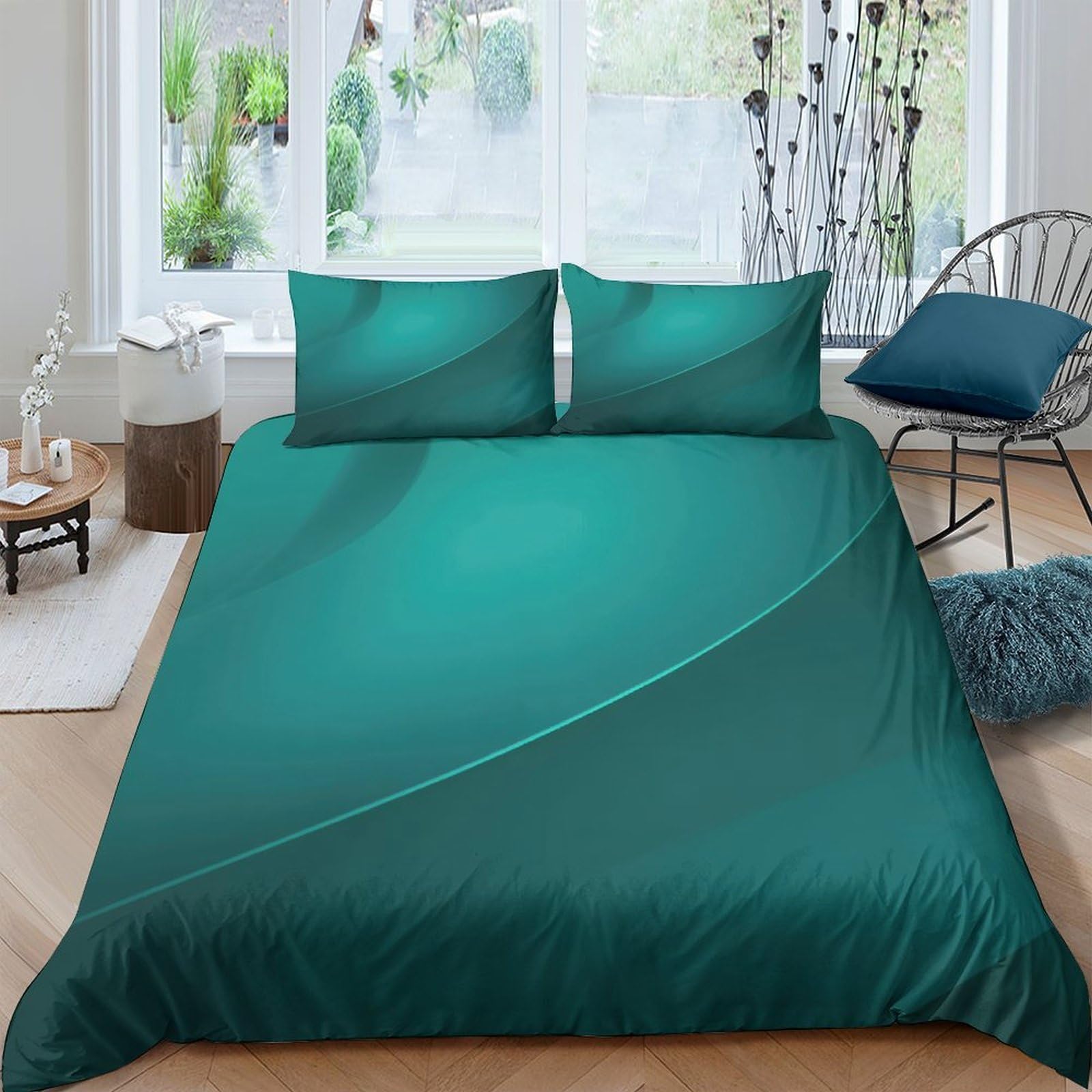 Ctjqhvkz Style-8 3D Printed Emerald Wave Fitted Sheet Microfiber Soft Breathable Ocean Gradient Bed Sheet For Bedroom Guest Room Decor Single（135X200cm）