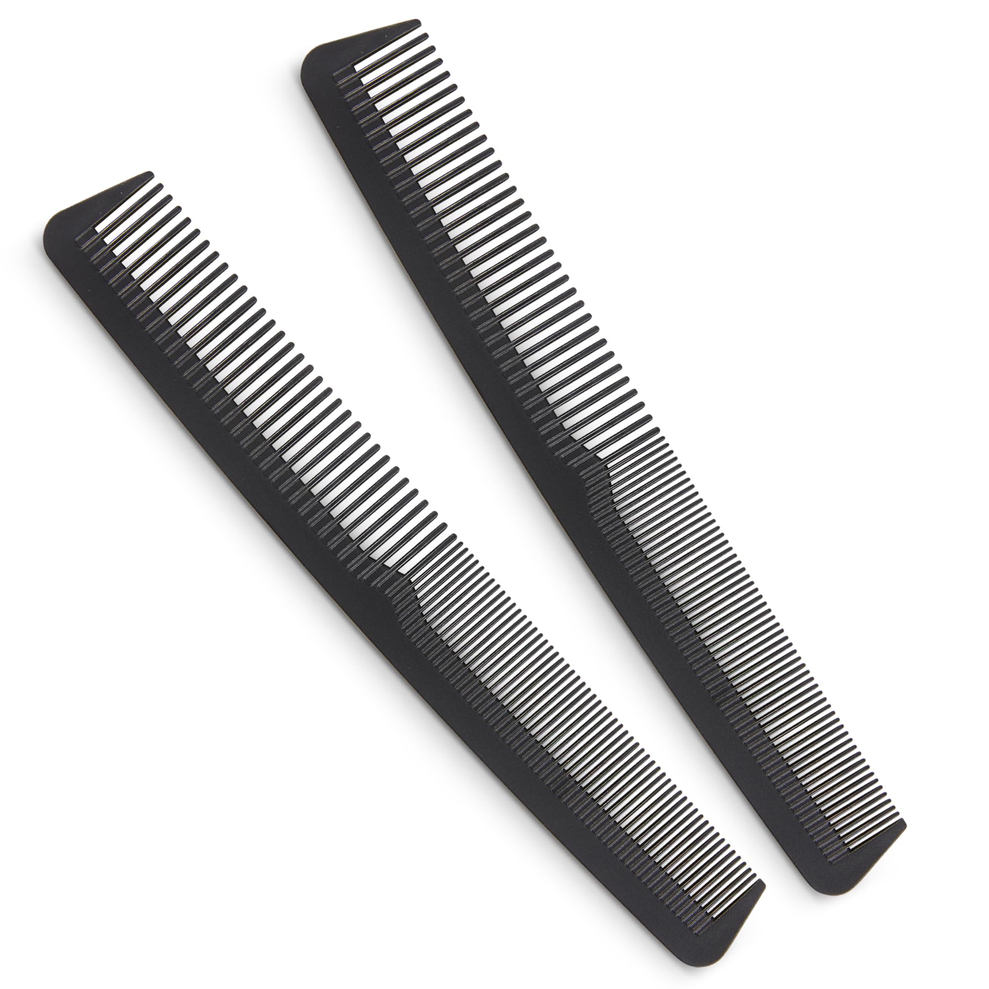 Professional Grade Styling Comb Set - 2 Pack Premium Carbon Fiber 7" Comb - Heat Resistant, Fine and Wide Tooth, Anti Static - Salon Quality Hair Styling Accessories for Home or Barber