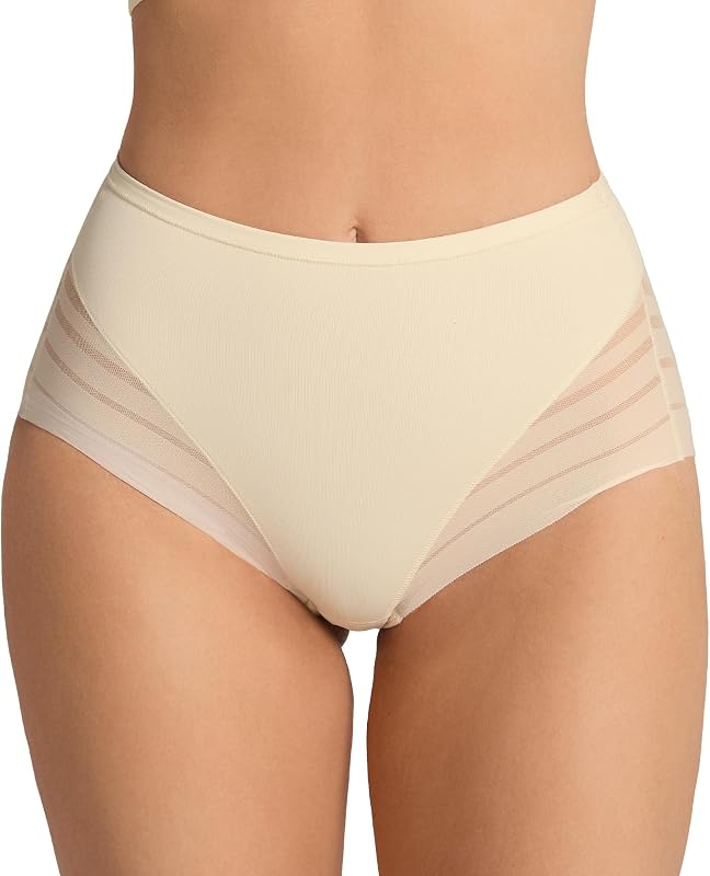 High Waisted Invisible Tummy Control Shapewear for Women - Stripe Lace Ladies Underwear Panties