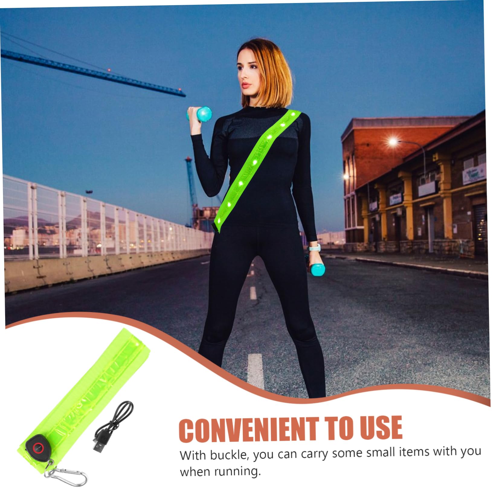 TOYANDONA Bretelles croisées Lumineuses lumière Ceinture d'épaule à LED rougeoyante Ceinture LED Bande LED Ceinture réfléchissante de sécurité bandoulière Brillante Nylon Vert