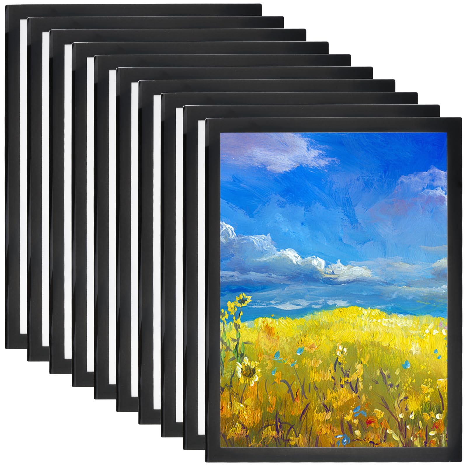 Lot De 2 Cadres Magnétiques Pour Peinture Diamant 30x40 Cm - Cadre Photo Noir PVC