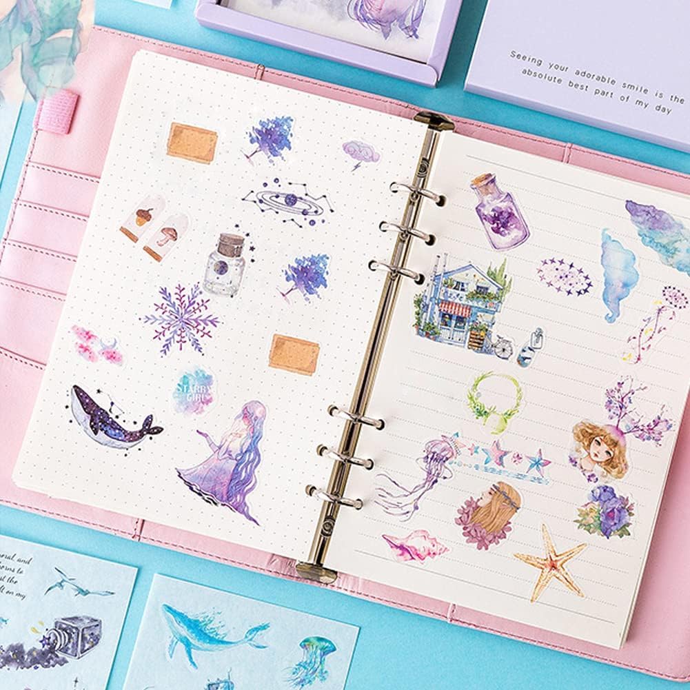 Zestaw uroczych naklejek Washi 50 arkuszy – akwarela, DIY, dekoracyjny album do scrapbookingu, naklejka do pamiętnika, pamiętnika, rękodzieła artystycznego, albumu, planerów, pamiętników,