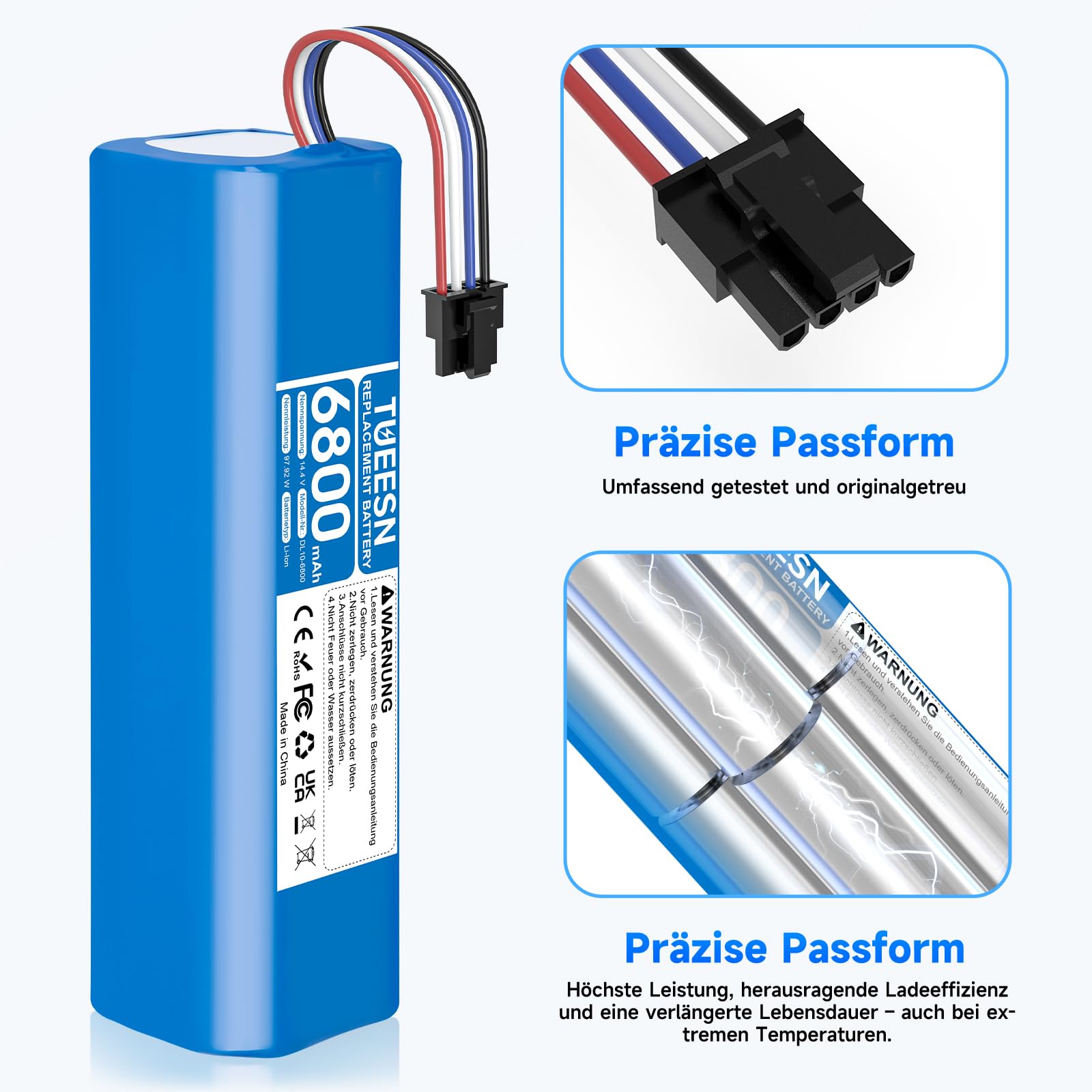 14,4V 6800mah Ersatzakku für Dreame L10s Ultra,D9 Pro D9 Max,D10/D10 Plus/D10s/L10/ L10s/Z10 Pro