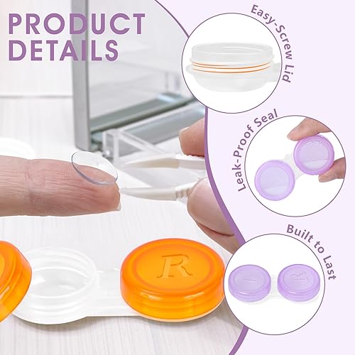 Miniatura 3 de Paquete de 36 fundas para lentes de contacto a granel, transparentes para lentes de contacto para el hogar y los viajes, 6 colores (36)