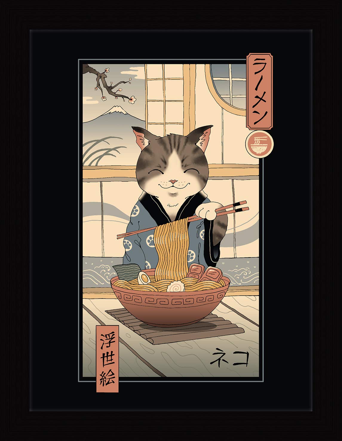 Pyramid International Vincent Trinidad (Neko Ramen Ukiyoe) Framed 30 x 40cm Print