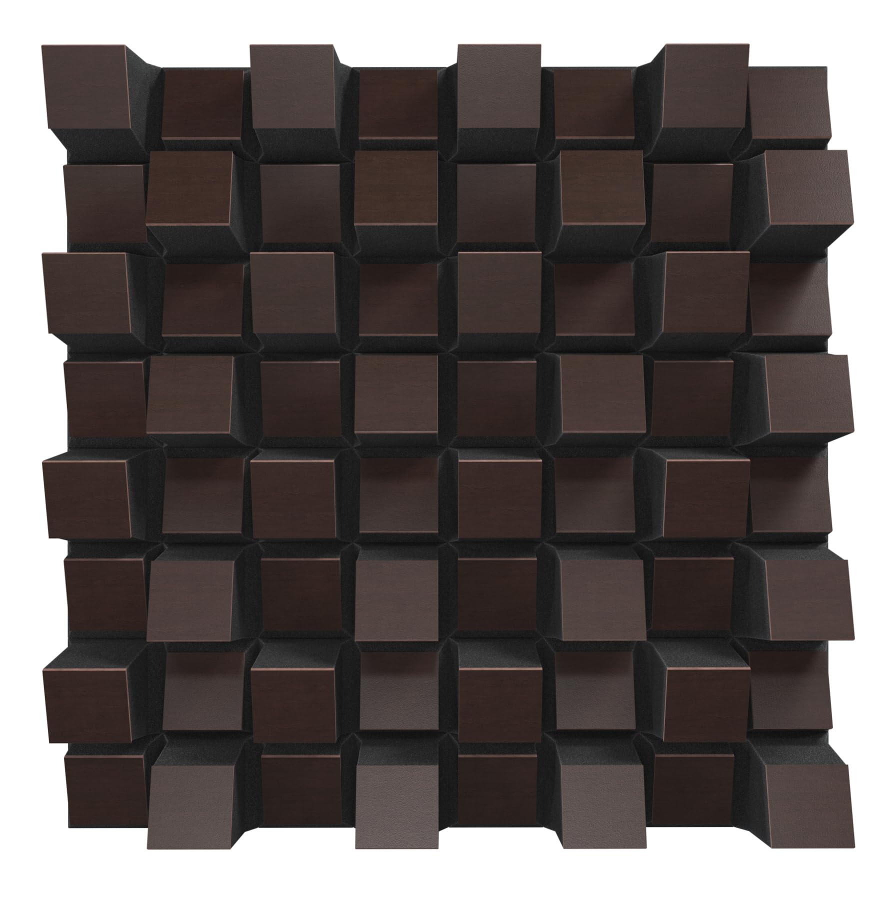 Set di 2 diffusori acustici | Diffusione e assorbimento sonora 2D | 50x50 cm | Pannelli artistici da parete | Controllo del rumore e riduzione dell'eco | [SIRIUS (150mm) | Wengé]