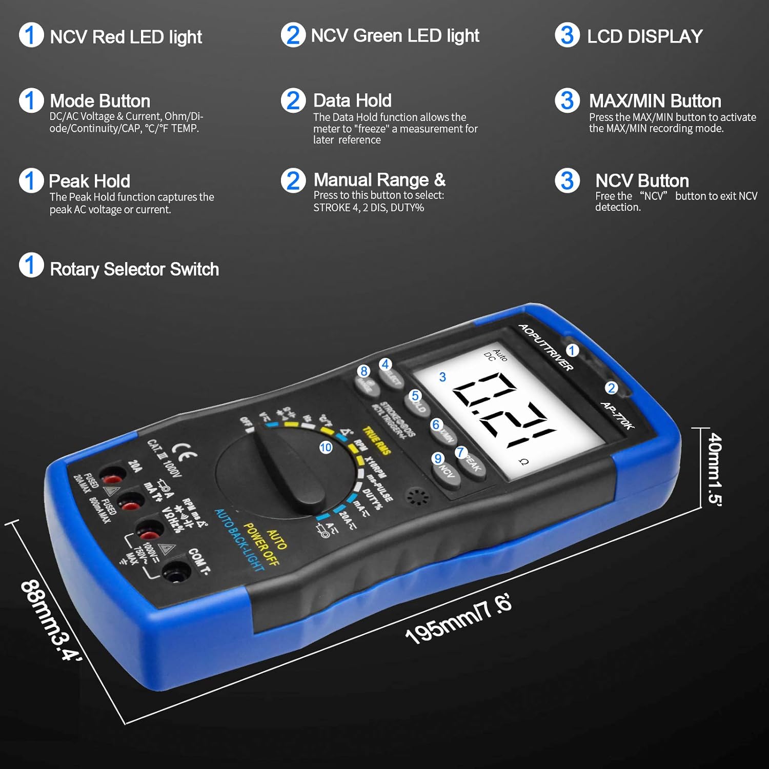 Buy Digital Automotive Multimeter Tester AOPUTTRIVER AP770K Auto