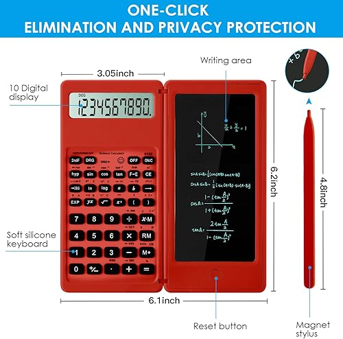 Miniatura 9 de IPepul Calculadoras científicas para escuela alta 10 dígitos digitales con tablero de escritura borrable calculadora de matemáticas para escuela