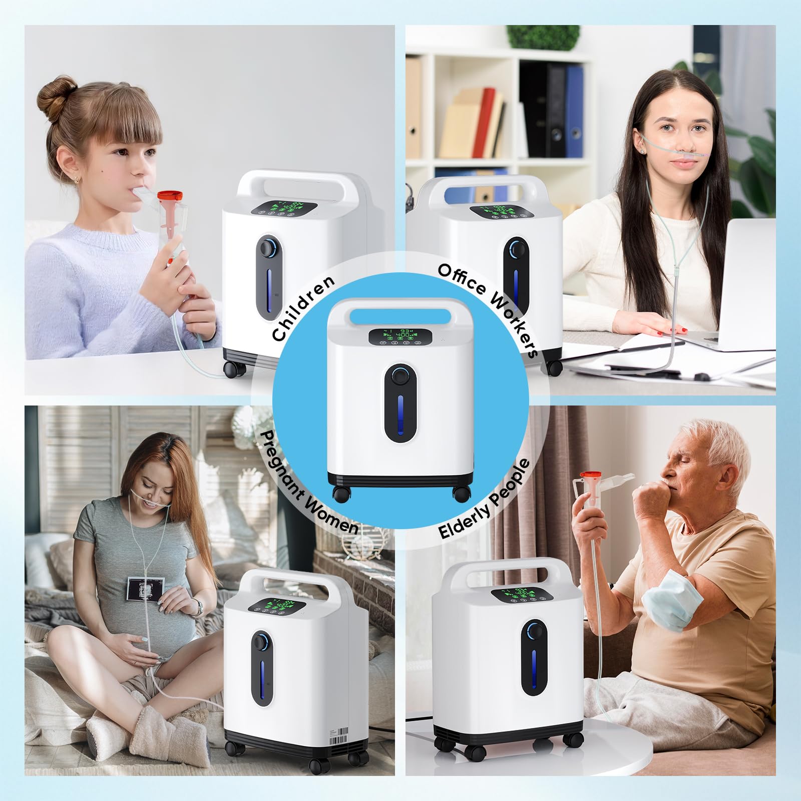Concentratore di ossigeno portatile per la casa, Xandoril, 1-8 l/min, concentrazione del 93%, adatto per adulti e bambini, con telecomando, basso rumore < 50 dB