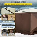 Tente de gazebo VEVOR avec écran, 10 x 10 pi, tente de camping pop-up à 6 côtés avec fenêtres en maille, sac de transport portable, piquets de sol, grandes tentes d'ombre pour le camping en plein air, le jardin et la cour
