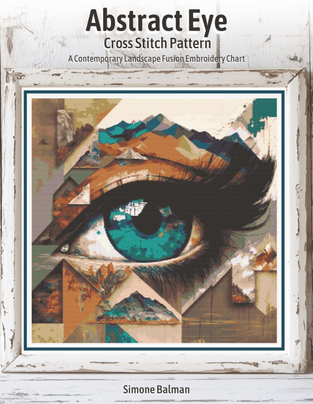 Abstract Eye Cross Stitch Pattern: A Contemporary Landscape Fusion Embroidery Chart