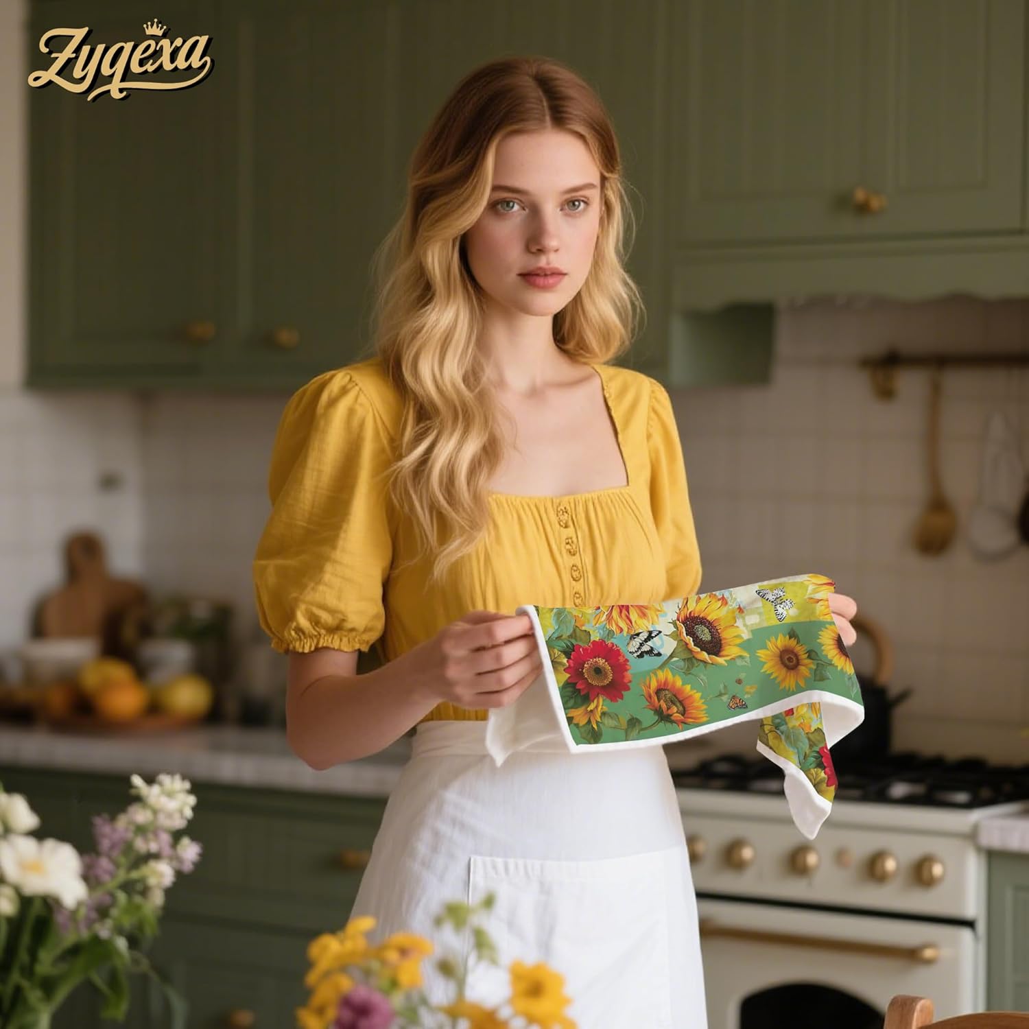 6 Pcs Decorative Kitchen Towels Hand Dish Towels - Absorbent Tea Towel Butterfly Flower Washing Dishcloths Hanging Loop Bathroom Farmhouse Spring Decor Towel Set 16 x 24 in - Image 5