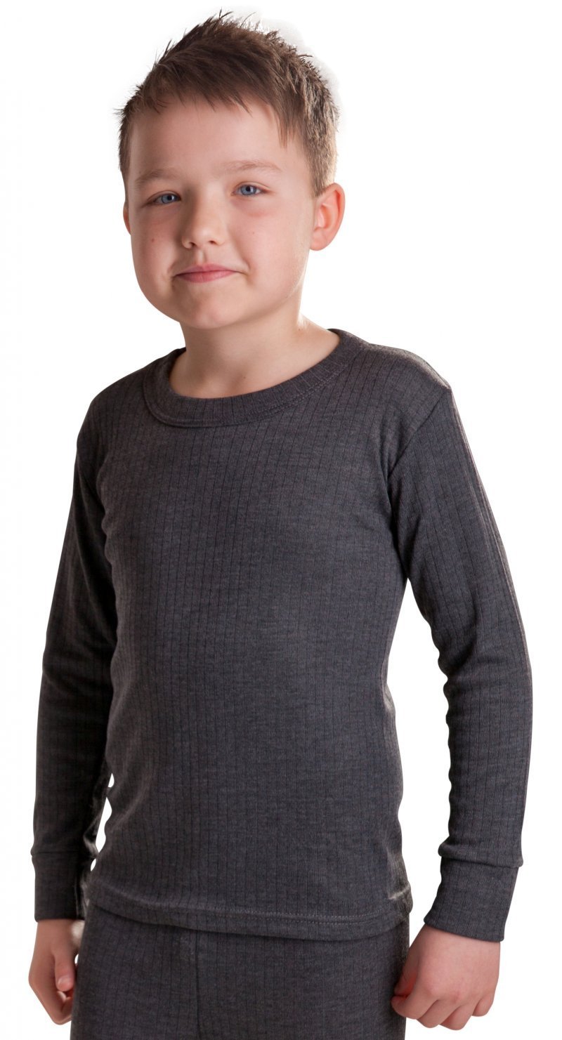 Octave® British Made Boys Thermal Long Sleeved T-Shirt (Extra Warm) - Size 12/13, Colour Charcoal